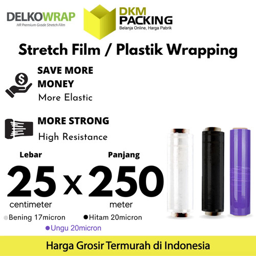 [EZO.9201601] Plastik Wrapping Packing Stretch Film 25cm x 250m DELKOWRAP /SATUAN