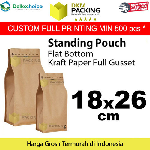 [EZO.9201680] Plastik Klip 18x26cm FLAT BOTTOM KRAFT PAPER Kemasan Makanan-MURAH