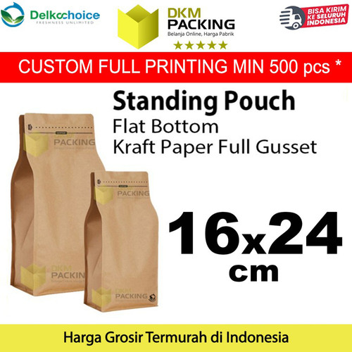 [EZO.9201681] Plastik Klip 16x24cm FLAT BOTTOM KRAFT PAPER Kemasan Makanan-MURAH