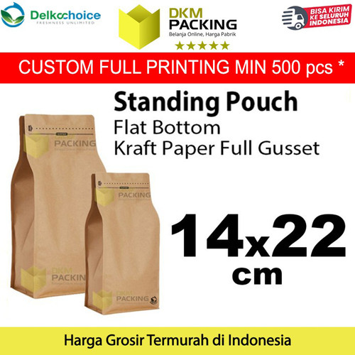 [EZO.9201682] Plastik Klip 14x22cm FLAT BOTTOM KRAFT PAPER Kemasan Makanan-MURAH