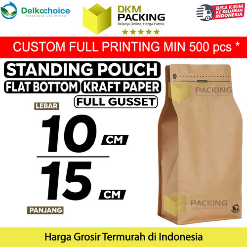 [EZO.9201689] Standing Pouch 10x15cm FLAT BOTTOM KRAFT PAPER Kemasan Makanan-MURAH