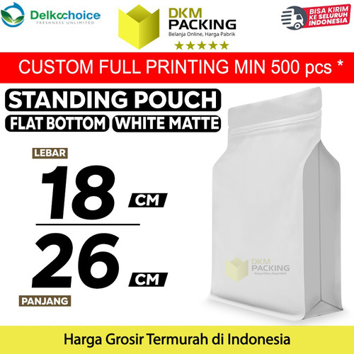[EZO.9201746] Plastik Klip Flat Bottom Putih 18x26cm Standing Pouch Ziplock Kemasan