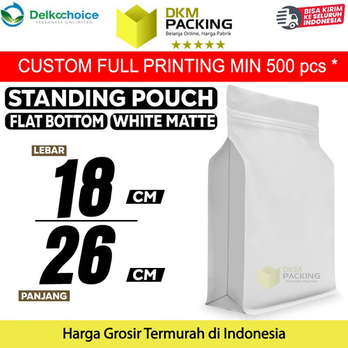 [EZO.9201747] Flat Bottom Putih 18x26cm Plastik Klip Standing Pouch Ziplock Kemasan