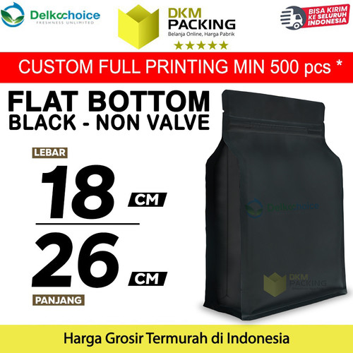 [EZO.9201748] Plastik Klip Flat Bottom Hitam 18x26cm Standing Pouch Ziplock Kemasan