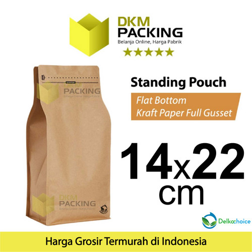 [EZO.9201753] Standing Pouch FLAT BOTTOM KRAFT PAPER Kemasan Makanan DELKOCHOICE