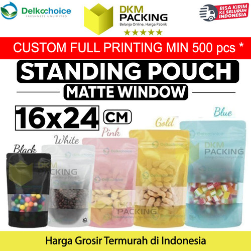 [EZO.9201756] Plastik Klip 16x24cm MATTE WINDOW VARIAN Standing Pouch Sealer Makanan