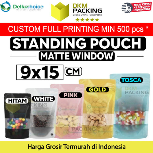 [EZO.9201760] Plastik Klip 9x15cm MATTE WINDOW VARIAN Standing Pouch Sealer Makanan