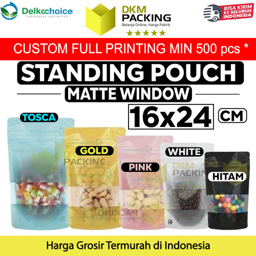 [EZO.9201761] Standing Pouch 16x24cm MATTE WINDOW VARIAN Plastik Klip Sealer Makanan
