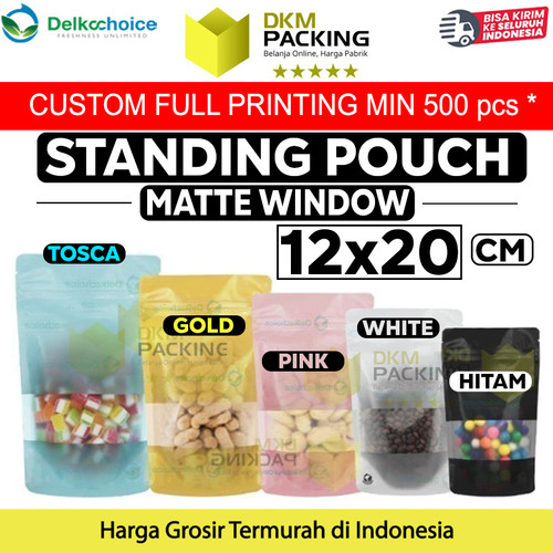 [EZO.9201763] Standing Pouch 12x20cm MATTE WINDOW VARIAN Plastik Klip Sealer Makanan