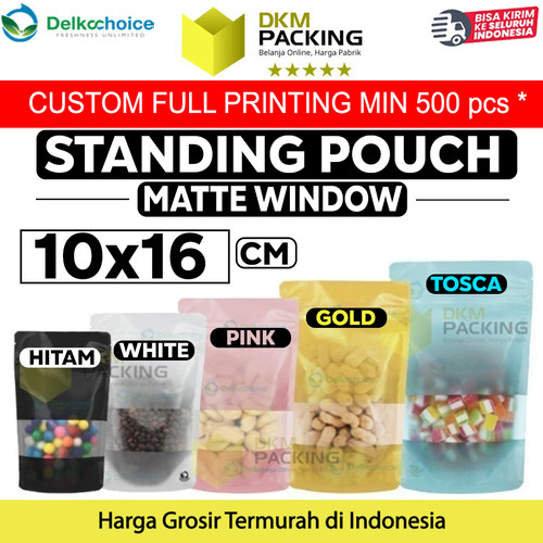 [EZO.9201764] Standing Pouch 10x16cm MATTE WINDOW VARIAN Plastik Klip Sealer Makanan