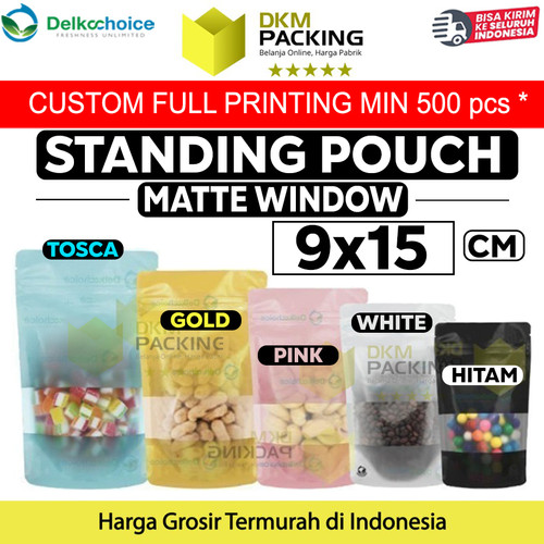 [EZO.9201765] Standing Pouch 9x15cm MATTE WINDOW VARIAN Plastik Klip Sealer Makanan