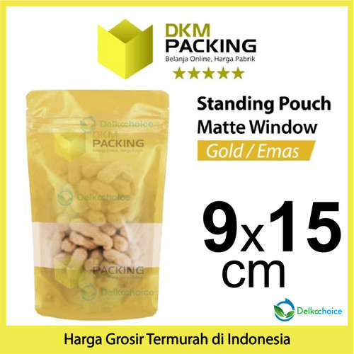 [EZO.9201767] Plastik Klip GOLD MATTE WINDOW VARIAN Standing Pouch Kemasan Makanan