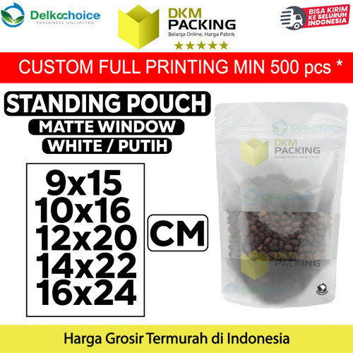 [EZO.9201769] Plastik Klip WHITE MATTE WINDOW VARIAN Standing Pouch Kemasan Makanan