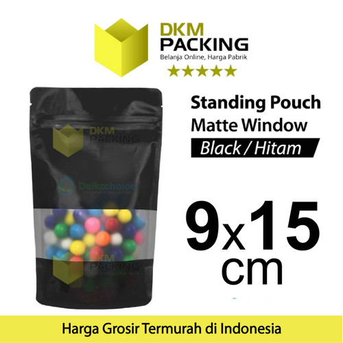[EZO.9201770] Plastik Klip BLACK MATTE WINDOW VARIAN Standing Pouch Kemasan Makanan