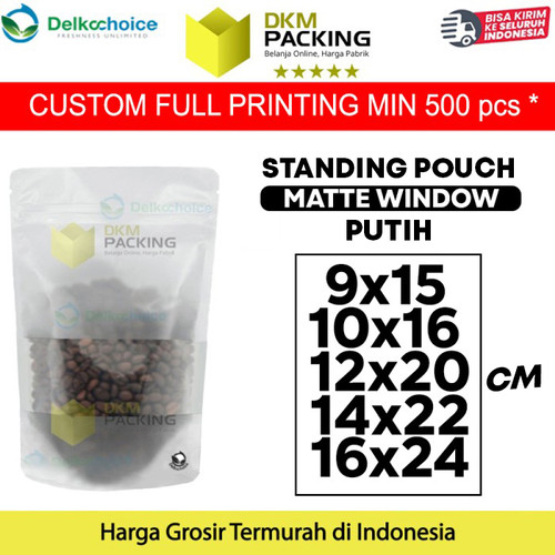 [EZO.9201774] Standing Pouch WHITE MATTE WINDOW VARIAN Plastik Klip Kemasan Makanan