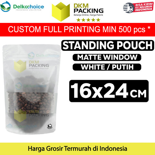 [EZO.9201787] Plastik Klip 16x24cm WHITE MATTE WINDOW Standing Pouch Kemasan Makanan