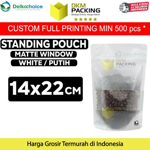 [EZO.9201788] Plastik Klip 14x22cm WHITE MATTE WINDOW Standing Pouch Kemasan Makanan
