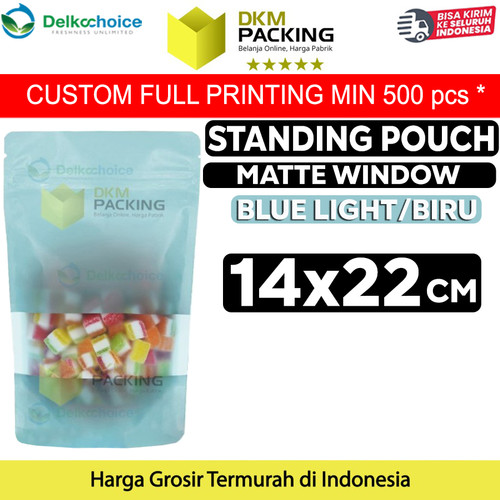 [EZO.9201795] Standing Pouch 14x22cm BLUE MATTE WINDOW Plastik Kemasan Makanan