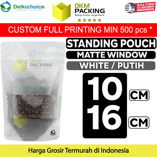 [EZO.9201810] Standing Pouch 10x16cm WHITE MATTE WINDOW Plastik Kemasan Makanan