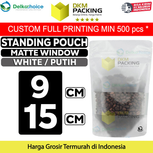 [EZO.9201811] Standing Pouch 9x15cm WHITE MATTE WINDOW Plastik Kemasan Makanan