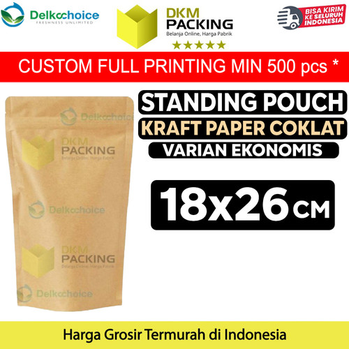 [EZO.9201817] Plastik Klip 18x26cm Kraft Paper Ekonomis FULL ZIPLOCK Standing Pouch