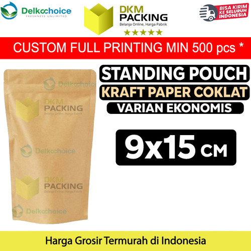 [EZO.9201819] Plastik Klip 9x15cm Kraft Paper Ekonomis FULL ZIPLOCK Standing Pouch
