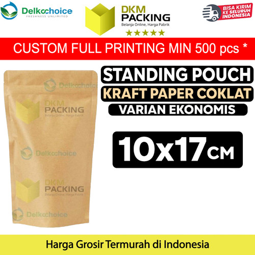 [EZO.9201822] Standing Pouch 10x17cm Kraft Paper Ekonomis FULL ZIPLOCK Plastik Klip