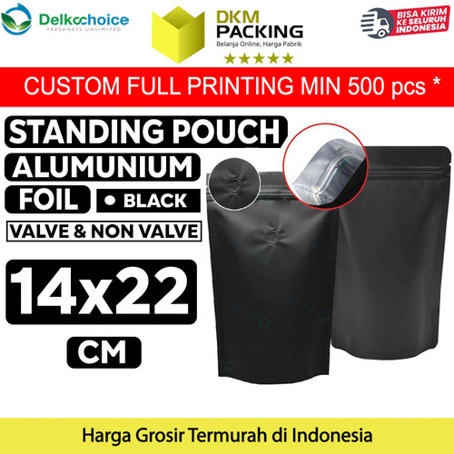 [EZO.9201839] Plastik Klip 14x22cm Black Full Metalize Foil Ziplock Standing Pouch