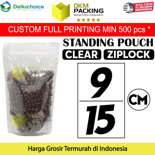 [EZO.9201864] Standing Pouch Clear 9x15 Plastik Klip Bening Ziplock Sealer Makanan