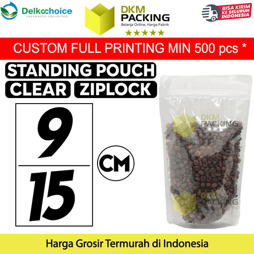 [EZO.9201865] Plastik Klip Bening 9x15 Standing Pouch Clear Ziplock Sealer Makanan