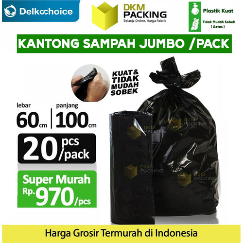 [EZO.9201868] KANTONG PLASTIK SAMPAH HITAM TEBAL 60X100cm TRASH BAG JUMBO - PACK