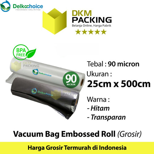 [EZO.9201872] Plastik Vacuum EMBOSS ROLL 25x500cm Vakum Embossed Sealer DELKOCHOICE