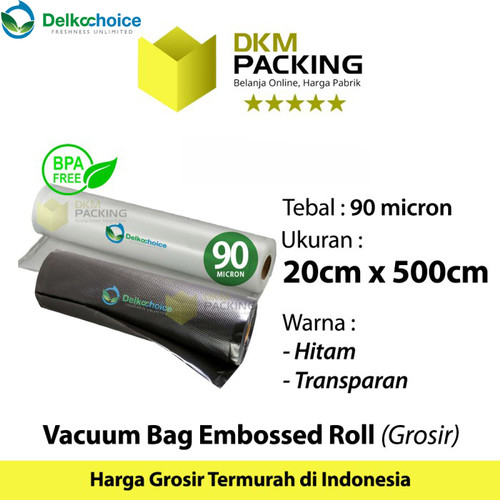 [EZO.9201874] Plastik Vacuum EMBOSS ROLL 20x500cm Vakum Embossed Sealer DELKOCHOICE