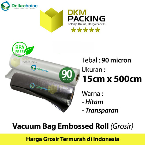 [EZO.9201876] Plastik Vacuum EMBOSS ROLL 15x500cm Vakum Embossed Sealer DELKOCHOICE