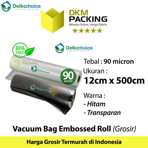 [EZO.9201877] Plastik Vacuum EMBOSS ROLL 12x500cm Vakum Embossed Sealer DELKOCHOICE