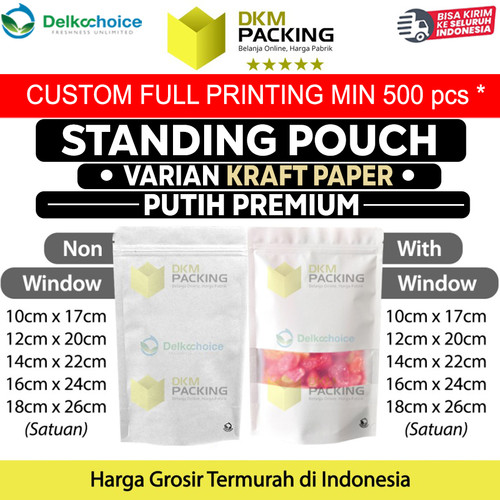 [EZO.9201881] Standing Pouch White Kraft ZIPLOCK Plastik Klip Sealer DELKOCHOICE