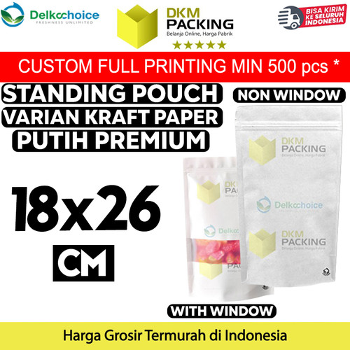 [EZO.9201882] Standing Pouch 18x26cm White Kraft ZIPLOCK Plastik Klip Sealer Makanan