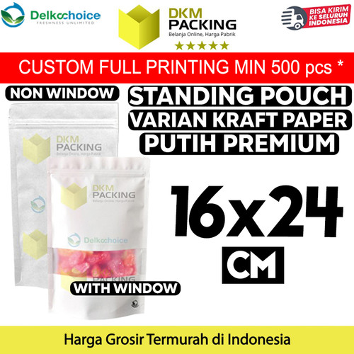 [EZO.9201883] Standing Pouch 16x24cm White Kraft ZIPLOCK Plastik Klip Sealer Makanan
