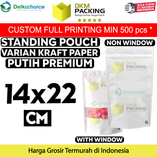 [EZO.9201884] Standing Pouch 14x22cm White Kraft ZIPLOCK Plastik Klip Sealer Makanan