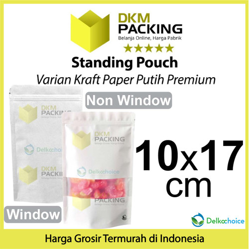 [EZO.9201885] Standing Pouch White Kraft Window ZIPLOCK Plastik Klip Sealer Makanan