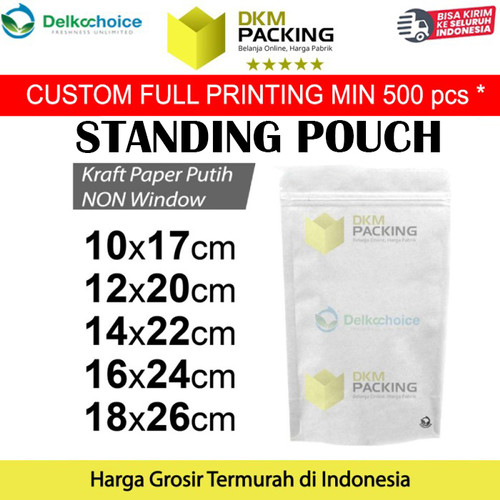 [EZO.9201890] Standing Pouch ZIPLOCK Plastik Klip White KRAFT FULL SEALER MAKANAN