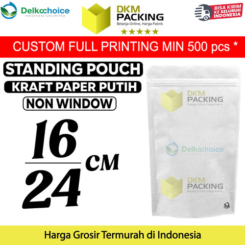 [EZO.9201891] Standing Pouch 16x24 ZIPLOCK Plastik Klip White KRAFT FULL DELKOCHOICE