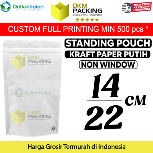 [EZO.9201892] Standing Pouch 14x22 ZIPLOCK Plastik Klip White KRAFT FULL DELKOCHOICE