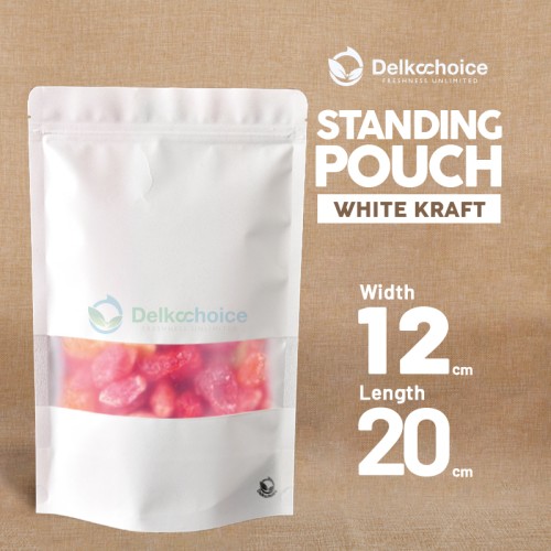 [EZO.9201902] Plastik Klip WHITE KRAFT PAPER STANDING POUCH ZIPLOCK DELKOCHOICE