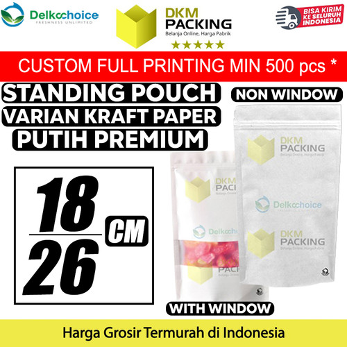 [EZO.9201903] Plastik Klip White KRAFT 18x26cm Standing Pouch ZIPLOCK DELKOCHOICE