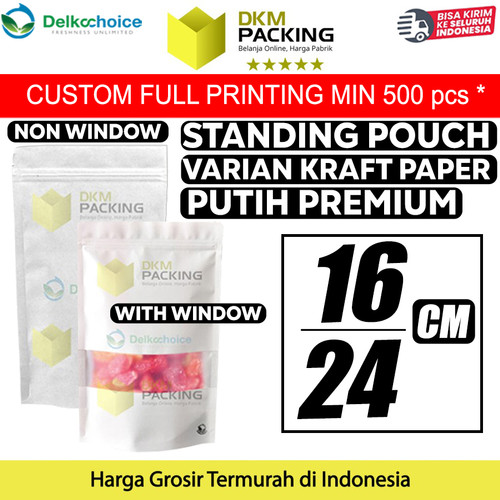 [EZO.9201904] Plastik Klip White KRAFT 16x24cm Standing Pouch ZIPLOCK DELKOCHOICE