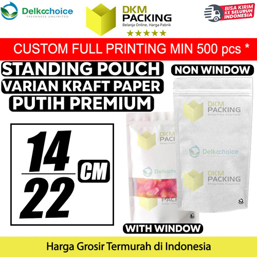 [EZO.9201905] Plastik Klip White KRAFT 14x22cm Standing Pouch ZIPLOCK DELKOCHOICE