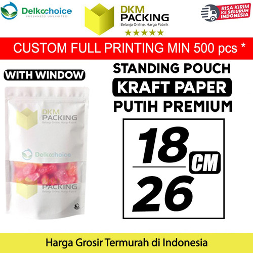 [EZO.9201908] Plastik Klip White KRAFT Window 18x26cm Standing Pouch ZIPLOCK Sealer