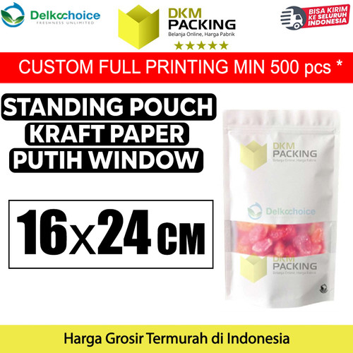 [EZO.9201909] Plastik Klip White KRAFT Window 16x24cm Standing Pouch ZIPLOCK