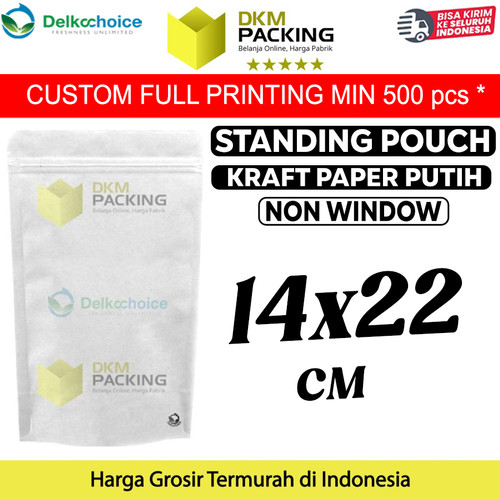 [EZO.9201913] Plastik Klip White KRAFT Non Window 14x22cm Standing Pouch ZIPLOCK